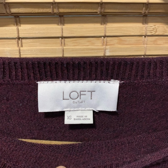 LOFT  Plum Long-Sleeve Knit Sweater with Boat Neckline - Lightweight - Xsm - Picture 5 of 9